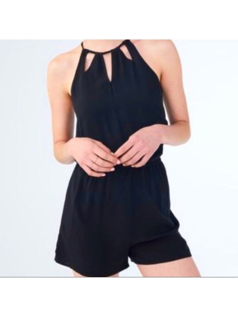 Aeropostale Key Hole Halter Black Romper.